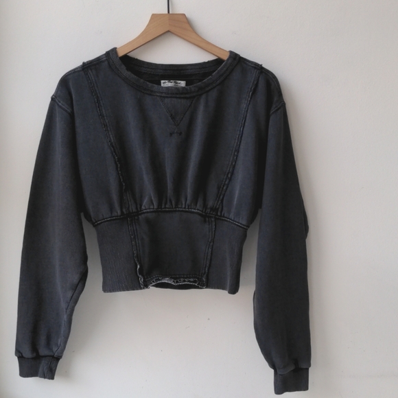 We The Free Tops - We the Free People Crop Sweatshirt Dark Gray Women's Size XS